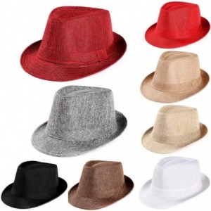 Sun Hats Womens Summer Wide Brim Straw Panama Roll up Hat Fedora Beach Sun Hat Foldable - Wine - CD18E39XXA9 $19.64