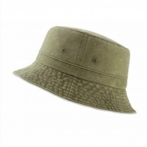 Bucket Hats Bucket Hats Beach Sun Hat Outdoor Washed Cotton Hat 100% Cotton for Women - Army Green - C8196INL049 $20.09