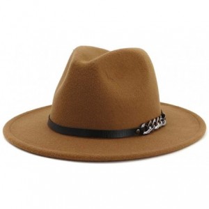 Fedoras Men & Women Belt Buckle Fedora Hat Wide Brim Floppy Panama Hat - A-camel - CG18T8CWZKM $14.47