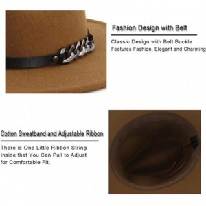 Fedoras Men & Women Belt Buckle Fedora Hat Wide Brim Floppy Panama Hat - A-camel - CG18T8CWZKM $28.61