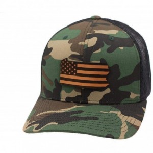Baseball Caps 'Pennsylvania Patriot' Leather Patch Hat Curved Trucker - Heather Grey/Black - C518IOKY3QD $55.99