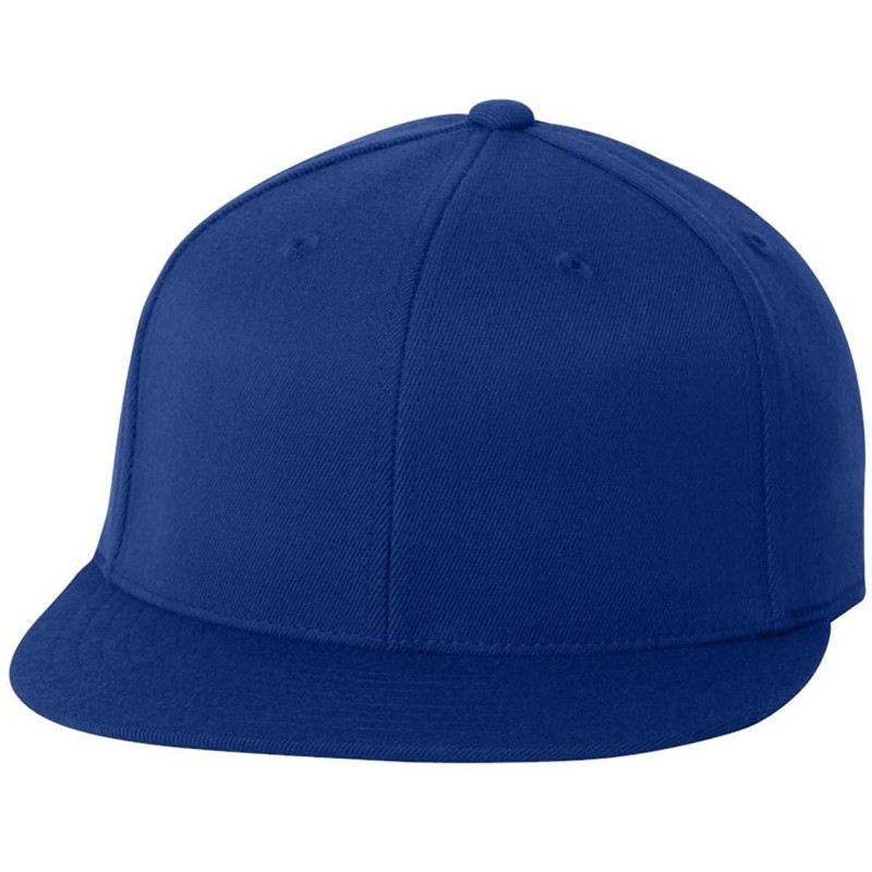 Baseball Caps Flexfit Premium 210 Fitted Flat Brim Baseball Hat - Royal Blue - CQ1168MS80Z $37.27