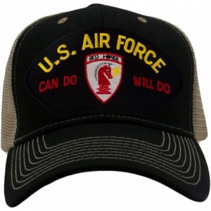 Baseball Caps US Air Force RED Horse - Can Do Will Do - Hat/Ballcap Adjustable One Size Fits Most - Mesh-back Black & Tan - C...