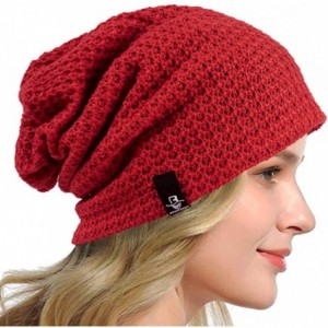 Berets Women's Slouchy Beanie Knit Beret Skull Cap Baggy Winter Summer Hat B08w - Solid Red - CL18UTT8UK3 $27.49