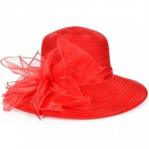 Sun Hats Kentucky Derby Dress Church Cloche Hat Sweet Cute Floral Bucket Hat - Leaf-red - CH189Z92QQ7 $50.71