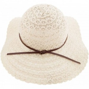 Sun Hats Womens Summer Lace Sun Hat Floppy Wide Brim Beach Cotton Bucket Hat - Light Beige (Wide Brim) - C11836Q9K4T $26.66