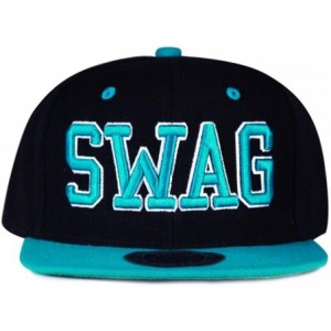 Baseball Caps Swag Snapback Caps - Black/Turquoise - CU11I5FZ3JH $28.03