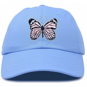 Baseball Caps Pink Butterfly Hat Cute Womens Gift Embroidered Girls Cap - Light Blue - CP18S9ARA30 $30.26