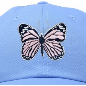 Baseball Caps Pink Butterfly Hat Cute Womens Gift Embroidered Girls Cap - Light Blue - CP18S9ARA30 $28.69