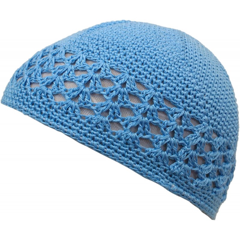 Skullies & Beanies Knit Kufi Hat - Koopy Cap - Crochet Beanie - Sky Blue - CZ12COR38X9 $18.74