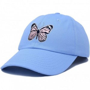 Baseball Caps Pink Butterfly Hat Cute Womens Gift Embroidered Girls Cap - Light Blue - CP18S9ARA30 $28.69