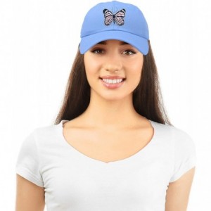 Baseball Caps Pink Butterfly Hat Cute Womens Gift Embroidered Girls Cap - Light Blue - CP18S9ARA30 $32.62