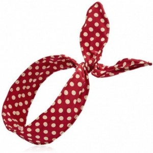 Headbands 2 Pcs Polka Dots Bow Headband Headwrap Hairband Turban Headwear Hair Accessories for Women Girls - Deep Red - CA18K...