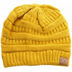 Skullies & Beanies Trendy Warm Chunky Soft Stretch Cable Knit Beanie Skull Cap Hat - Mustard - C2185R4TIHG $23.09