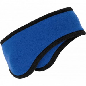 Cold Weather Headbands Soft & Cozy Two-Color Fleece Headband With Ear Warmers - Royal - C011SRUCSA1 $25.85