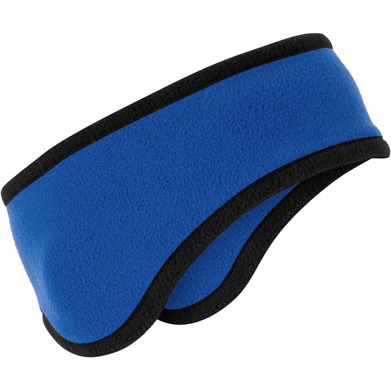 Cold Weather Headbands Soft & Cozy Two-Color Fleece Headband With Ear Warmers - Royal - C011SRUCSA1 $28.47