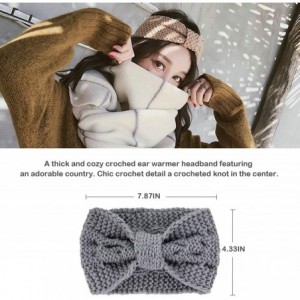 Headbands Womens Winter Knitted Headband - Soft Crochet Bow Twist Hair Band Turban Headwrap Hat Cap Ear Warmer - Gray - CG189...