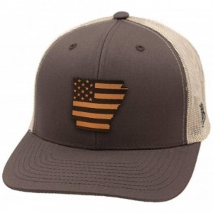 Baseball Caps 'Arkansas Patriot' Leather Patch Hat Curved Trucker - Camo - CB18IOSWITD $55.19