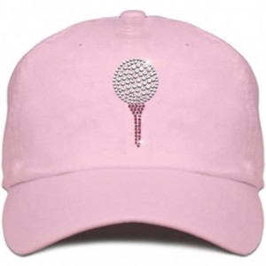 Baseball Caps Ladies Cap with Bling Rhinestone Design of Golf Ball and Tee - Soft Pink - CZ182WZUO5R $25.49