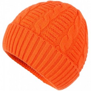 Skullies & Beanies Unisex Men's Warm Winter Hats Cable Knit Cuff Beanie Skull Watch Cap - Orange - CV18Z8IE9AI $17.49