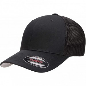 Baseball Caps Trucker Mesh Fitted Cap - Black - CM184G37KWE $20.84
