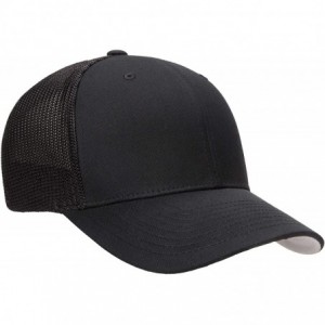 Baseball Caps Trucker Mesh Fitted Cap - Black - CM184G37KWE $22.88