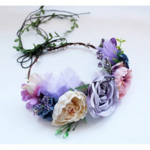 Headbands Boho Flower Headband Hair Wreath Floral Garland Crown Halo Headpiece with Ribbon Wedding Festival Party - 9 - CD185...
