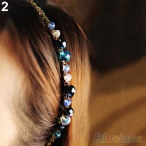 Headbands Fashion Elegant Women's Irregular Rhinestone Headband Barrette Hairpin Clip Hair Decor - Navy - CX18UT5UGW2 $14.54