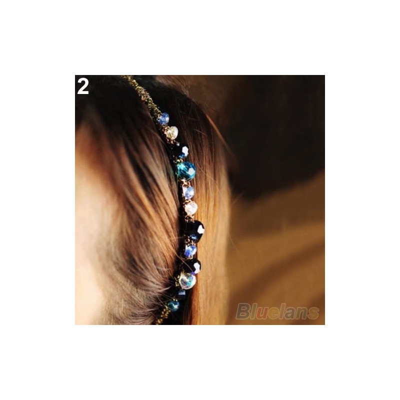 Headbands Fashion Elegant Women's Irregular Rhinestone Headband Barrette Hairpin Clip Hair Decor - Navy - CX18UT5UGW2 $13.98