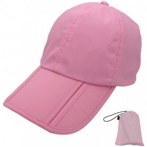 Baseball Caps Foldable Baseball Cap Summer Running Cap for Men and Women Gift Hat Storage Bag - Pink - CV18N7XRDC7 $23.32