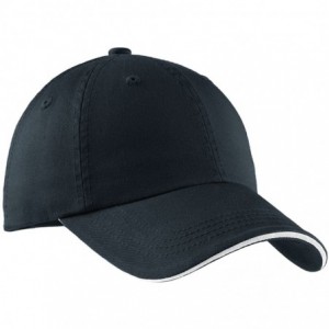 Baseball Caps Signature Sandwich Bill Cap with Striped Closure C830 - Charcoal Blue and White - CL113MWD9LR $21.67