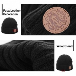 Skullies & Beanies Mens Wool/Acrylic Knitted Slouchy Beanie Winter Hats Warm Fashion Skull Cap - 89208black - CA193E3QU7O $29.31