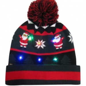 Baseball Caps Christmas Novelty Beanie Cap LED Light-up Ugly Knitted Sweater Xmas Hat - C - C018L7QXK4I $20.87