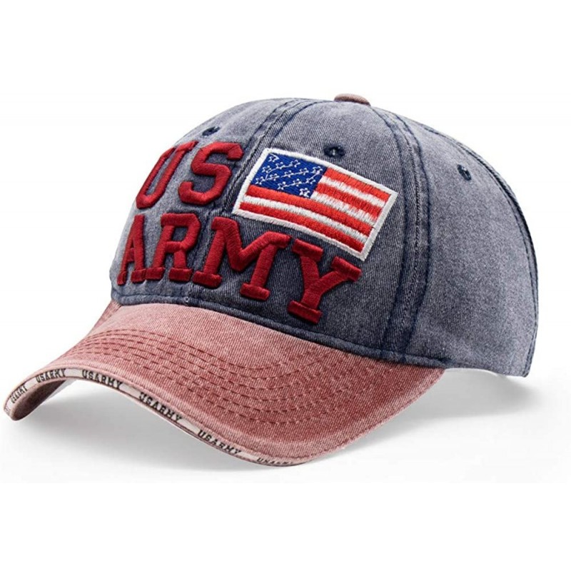 Baseball Caps American Flag Hat for Men Women Adjustable USA Army Military Veterans Baseball Caps Trucker Hats - Navy Red Win...