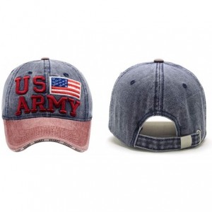 Baseball Caps American Flag Hat for Men Women Adjustable USA Army Military Veterans Baseball Caps Trucker Hats - Navy Red Win...