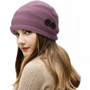 Bucket Hats New Womens 100% Wool Slouchy Wrinkle Button Winter Bucket Cloche Hat T178 - Light Purple - CG12MODUIT5 $25.77