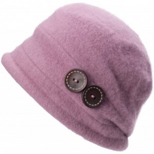 Bucket Hats New Womens 100% Wool Slouchy Wrinkle Button Winter Bucket Cloche Hat T178 - Light Purple - CG12MODUIT5 $22.33