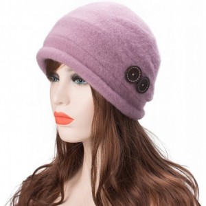Bucket Hats New Womens 100% Wool Slouchy Wrinkle Button Winter Bucket Cloche Hat T178 - Light Purple - CG12MODUIT5 $22.33