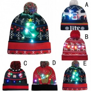 Baseball Caps Christmas Novelty Beanie Cap LED Light-up Ugly Knitted Sweater Xmas Hat - C - C018L7QXK4I $7.46