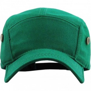 Baseball Caps Five Panel Solid Color Unisex Adjustable Army Military Cadet Cap - Kelly Green - CA11JEBOJIR $19.21