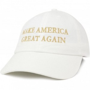Baseball Caps Made in USA Donald Trump Soft Cotton Cap - Make America Great Again Embroidered - White With Metallic Gold - CV...