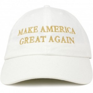 Baseball Caps Made in USA Donald Trump Soft Cotton Cap - Make America Great Again Embroidered - White With Metallic Gold - CV...