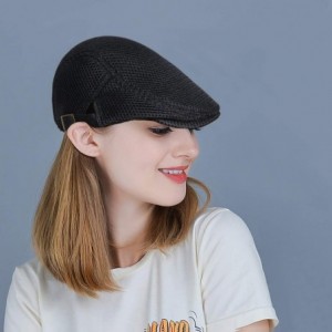 Newsboy Caps Men's Mesh Summer Hat Flat Ivy Cap Gatsby Newsboy Hat Hunting Cap - Mesh Black - CW18SAS49ZK $24.23