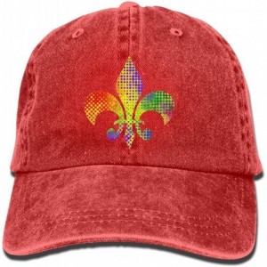 Baseball Caps Fleur De Lis Mardi Gras Adult Sport Adjustable Baseball Cap Cowboy Hat - Red - C9189ZLH07K $10.33