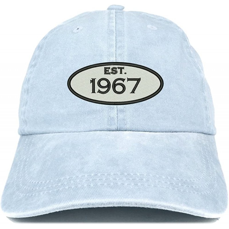 Baseball Caps Established 1967 Embroidered 53rd Birthday Gift Pigment Dyed Washed Cotton Cap - Light Blue - CC180ND7903 $35.84