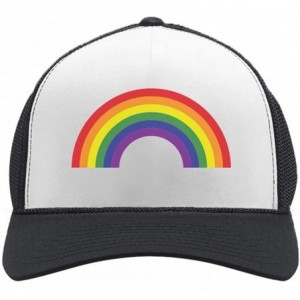 Baseball Caps Pride Parade Trucker Hat Gay & Lesbian Pride Rainbow Flag Trucker Hat Mesh Cap - Black/White - CM18CU0AWIC $26.63