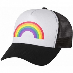 Baseball Caps Pride Parade Trucker Hat Gay & Lesbian Pride Rainbow Flag Trucker Hat Mesh Cap - Black/White - CM18CU0AWIC $28.61