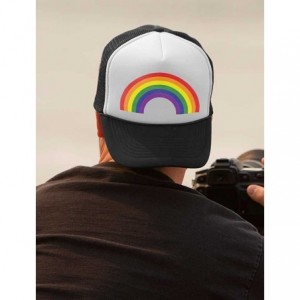 Baseball Caps Pride Parade Trucker Hat Gay & Lesbian Pride Rainbow Flag Trucker Hat Mesh Cap - Black/White - CM18CU0AWIC $25.32