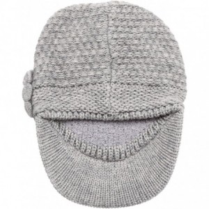 Skullies & Beanies Women's Winter Cable Knitted Beret Visor Beanie Hat with Scrunchy. - Flower-grey - C512NH2PTIL $39.56