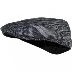 Newsboy Caps Classic Styling Street Easy Herringbone Driving Cap with Quilted Lining - Black and Grey - CQ18NYR5A88 $35.86